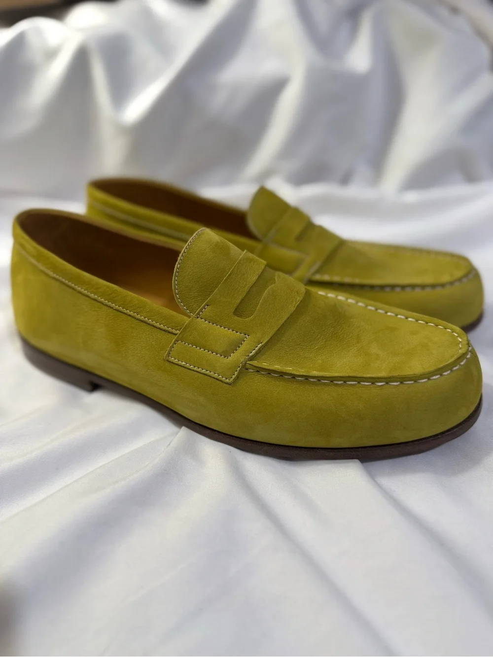 J.M. Weston 180 Green Suede Penny Loafer Almond Toe M/ US Size 9 French Size 8D